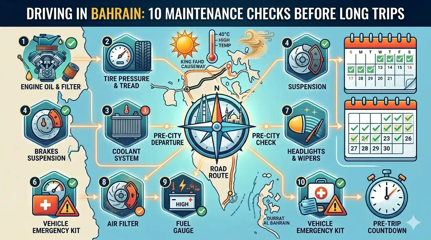 Driving in Bahrain 10 Maintenance Checks Before Long Trips